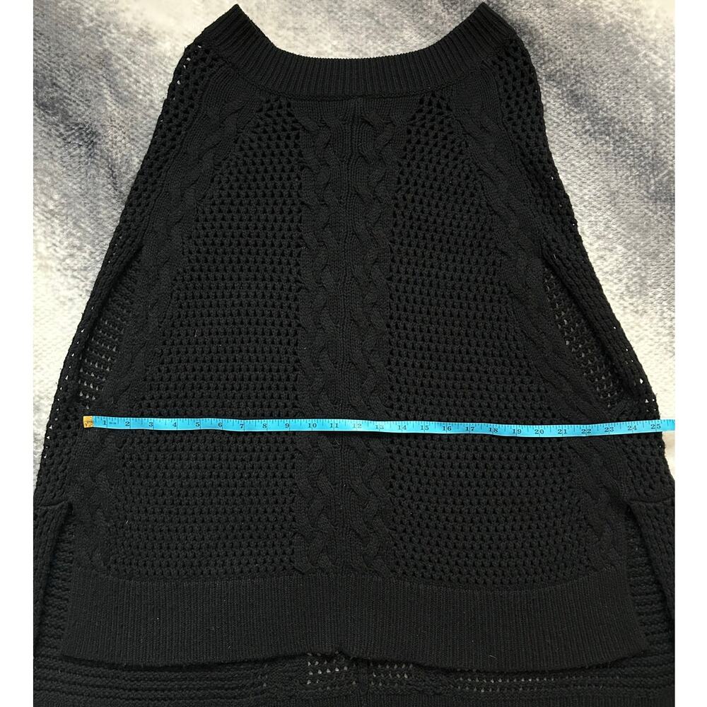 Allsaints Open Knit Erbus Black Pullover Hi Low Cape  Size 4 - 6 Small - Picture 10 of 11